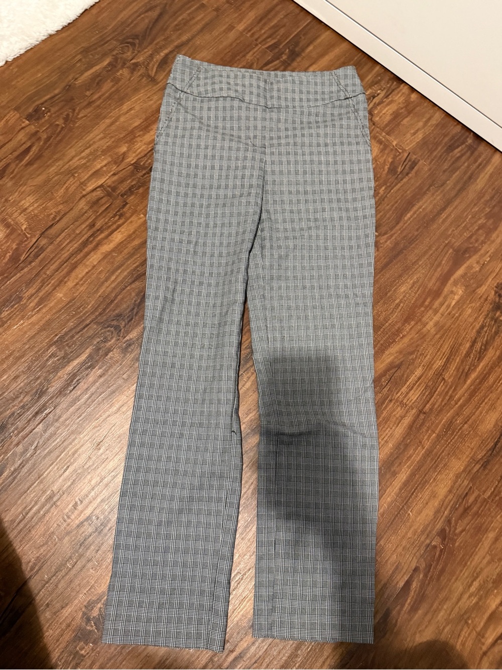 Gray plaid straight -Leg work Pants